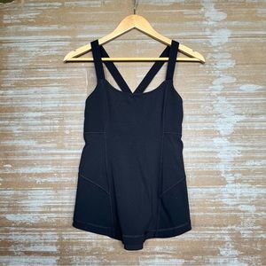 Lululemon Scoop Neck Strappy Back Tank Top Black Work Out Preppy Womens 8